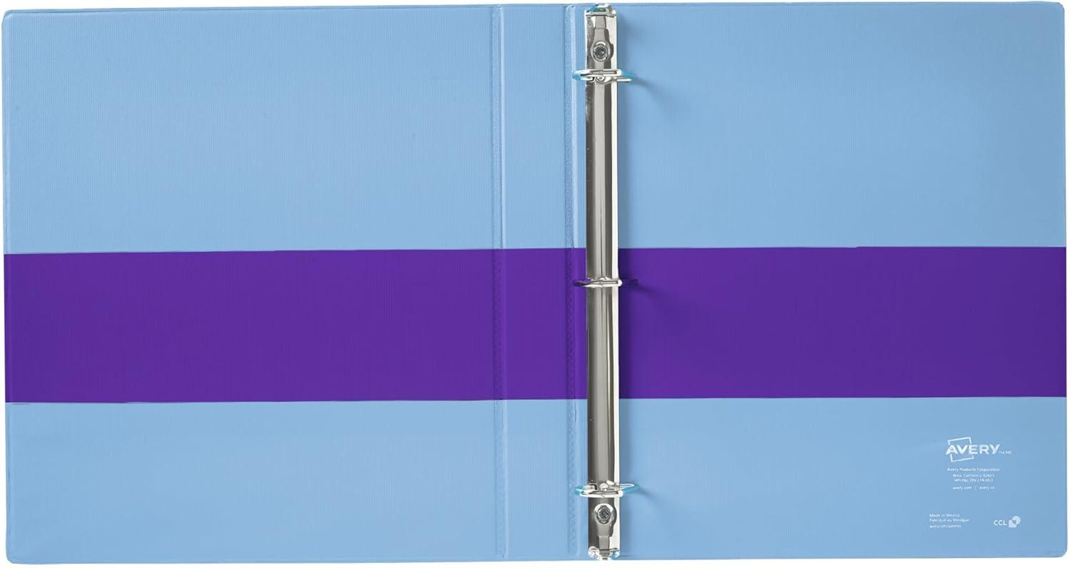 imageAvery TwoTone Durable View 3 Ring Binder 1 Inch Slant Rings VioletSoft Blue Binder 171311