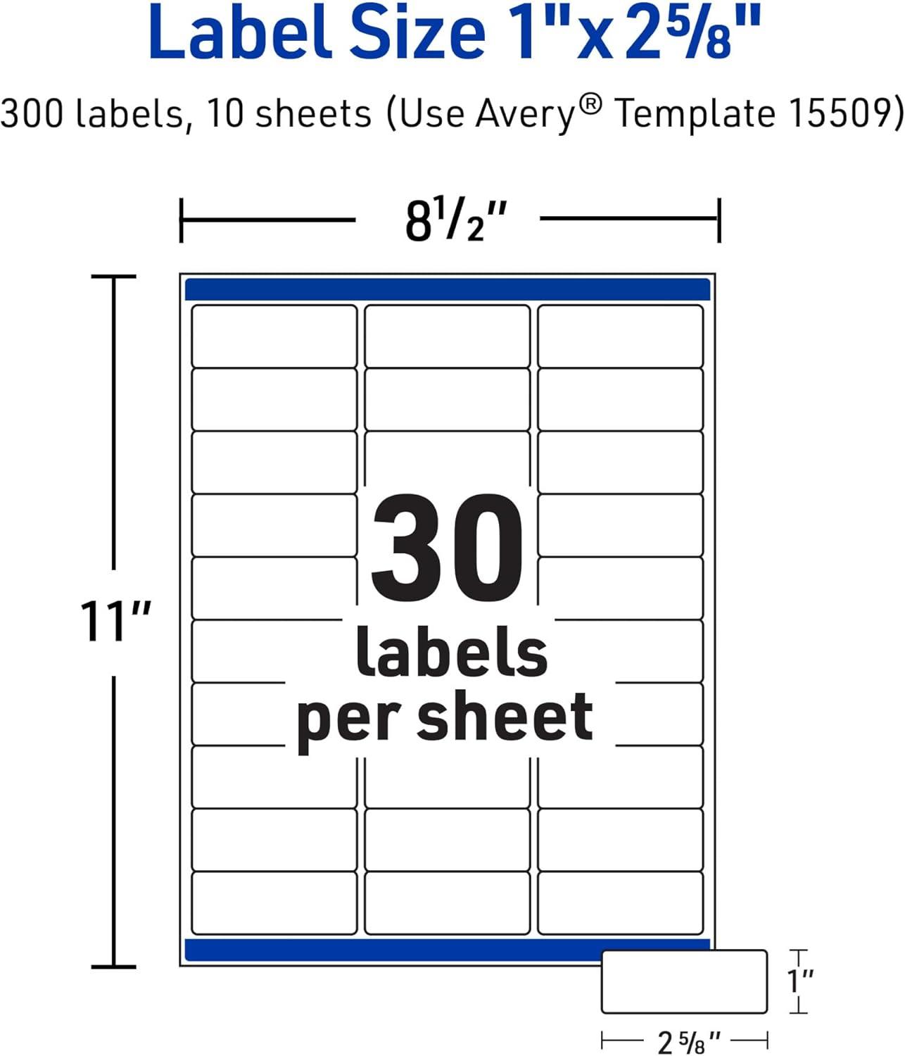 imageAvery Waterproof Printable Address Labels with Sure Feed 1quot x 258quot White Ultrahold Permanent Adhesive Laser Printers 300 Blank Mailing Labels Great for Mailing Branding and More 15509