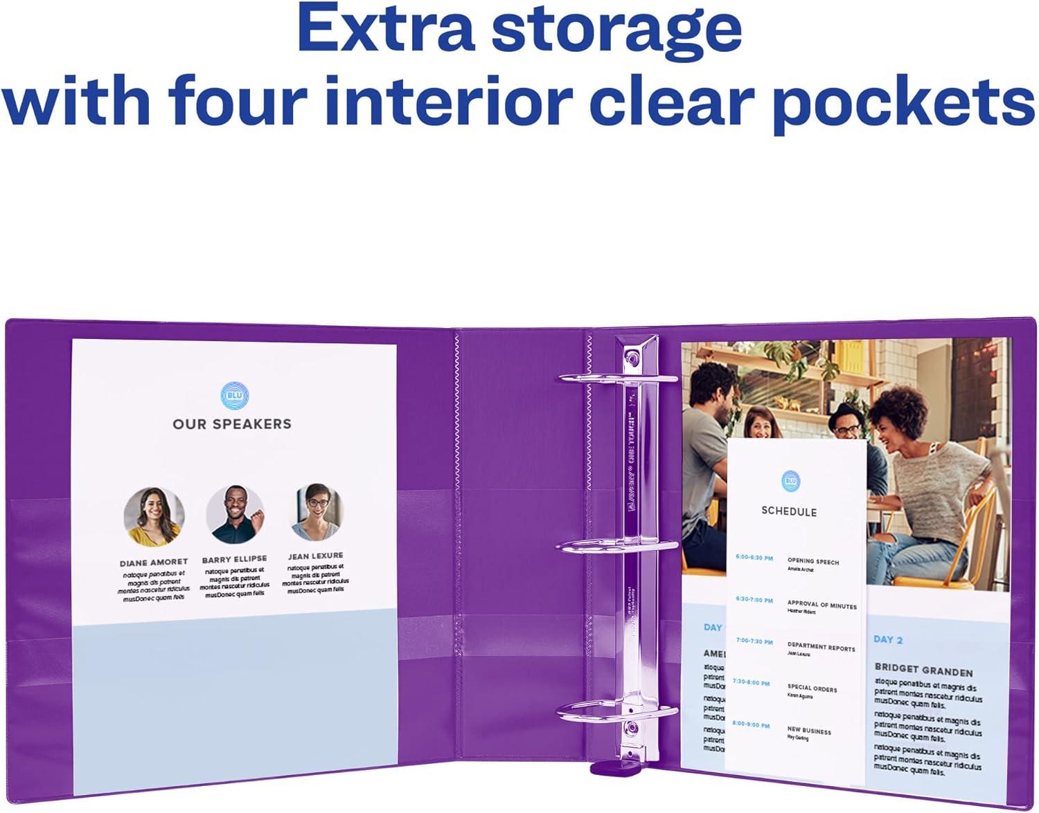 imageAveryR HeavyDuty View 3 Ring Binder 1quot OneTouch EZDR Rings 1 Purple Binder 79771Purple
