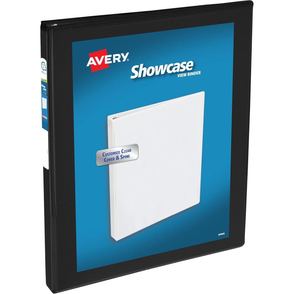 imageAvery Economy Showcase View 3 Ring Binders 15 Inch Slant Rings Black Binder Ideal for Organization Office Use 1965005