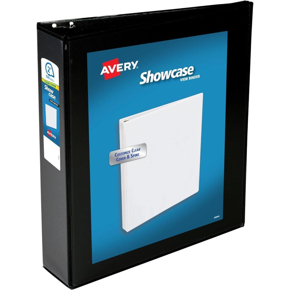 imageAvery Economy Showcase View 3 Ring Binders 15 Inch Slant Rings Black Binder Ideal for Organization Office Use 196502