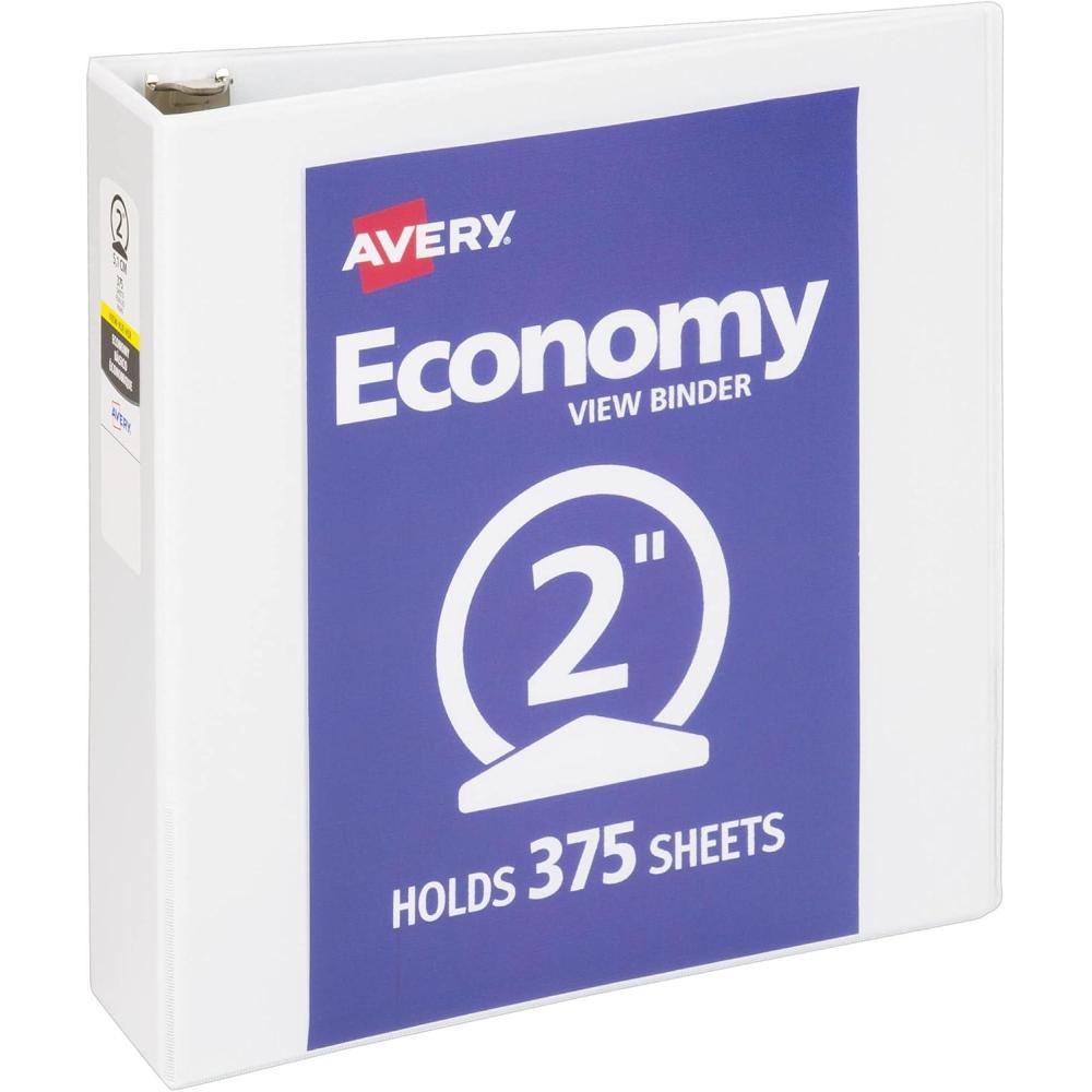 imageAvery Economy View 3 Ring Binder 3quot Round Rings 1 White Binder 057412