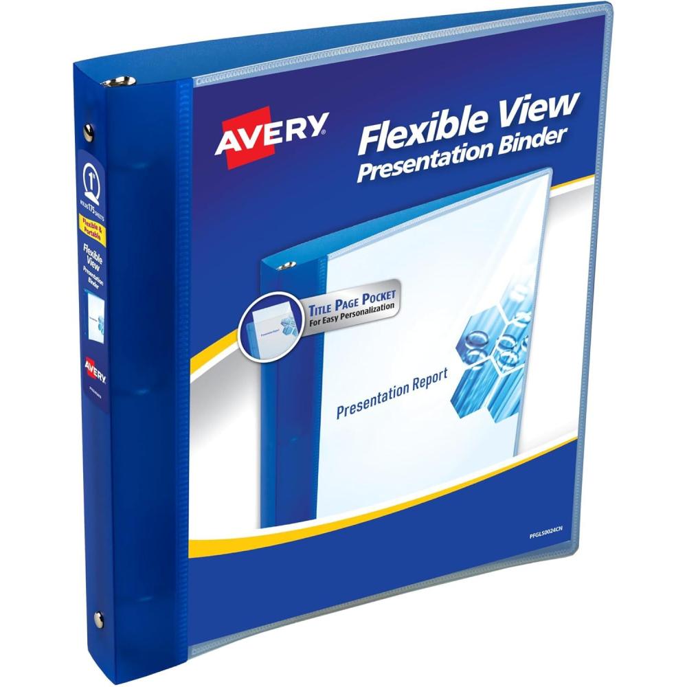 imageAvery Flexible View 3 Ring Binder 1 Inch Round Rings 1 Blue Binder 176751 Count Pack of 1