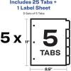 imageAvery 5 Big Tab Dividers for 3 Ring Binder Easy Print ampamp Apply Clear Label Strip Index Maker Customizable White Tabs 5 Sets 114925set