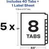 imageAvery 5 Big Tab Dividers for 3 Ring Binder Easy Print ampamp Apply Clear Label Strip Index Maker Customizable White Tabs 5 Sets 114925set Pack of 10