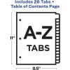 imageAvery AZ Dividers for 3 Ring Binders 26 Tabs per Set Customizable Table of Contents Multicolor Tabs Great for Organizing Reports Projects and More 111250281 H x 110 L x 110 W