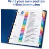 imageAvery AZ Dividers for 3 Ring Binders 26 Tabs per Set Customizable Table of Contents Multicolor Tabs Great for Organizing Reports Projects and More 111250281 H x 110 L x 110 W Pack of 12