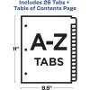 imageAvery AZ Dividers for 3 Ring Binders 26 Tabs per Set Customizable Table of Contents Multicolor Tabs Great for Organizing Reports Projects and More 111250281 H x 110 L x 110 W Pack of 12
