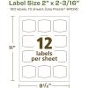 imageAvery EcoFriendly Matte White Recycled Arched Square Labels 2quot x 2316quot PrinttoTheEdge Matte White Labels Permanent Adhesive LaserInkjet Printable 120 Total120 labels
