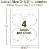 imageAvery EcoFriendly Matte White Recycled Round Labels 35quot Diameter PrinttoTheEdge Matte White Labels Permanent Adhesive LaserInkjet Printable 40 Total40 labels