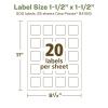 imageAvery EcoFriendly Matte White Recycled Square Labels 15quot x 15quot PrinttoTheEdge Matte White Labels Permanent Adhesive LaserInkjet Printable 200 Total500 labels