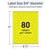imageAvery Printable Round Labels Sure Feed Technology 34quot Diameter Neon Yellow Labels PrinttoTheEdge LaserInkjet 3200 Total Great for Price Stickers and Mailing Seals3 200 labels