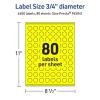 imageAvery Printable Round Labels Sure Feed Technology 34quot Diameter Neon Yellow Labels PrinttoTheEdge LaserInkjet 3200 Total Great for Price Stickers and Mailing Seals6 400 labels