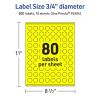 imageAvery Printable Round Labels Sure Feed Technology 34quot Diameter Neon Yellow Labels PrinttoTheEdge LaserInkjet 3200 Total Great for Price Stickers and Mailing Seals800 labels