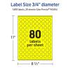 imageAvery Printable Round Labels Sure Feed Technology 34quot Diameter Neon Yellow Labels PrinttoTheEdge LaserInkjet 3200 Total Great for Price Stickers and Mailing Seals1 600 labels