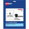 imageAvery Dark Transfer Paper for TShirts 3quot x 3quot Pre DieCut IronOn Square Transfers PrinttotheEdge 3 Sheets of Heat Transfer Paper 18 Total 02231