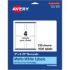 imageAvery Matte White Rectangle Labels Sure Feed Technology 5quot x 35quot 100 Matte White Printable Labels1 000 Labels