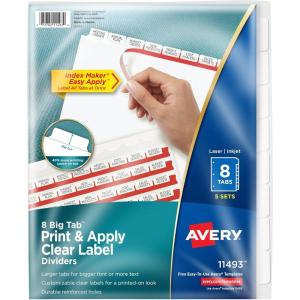imageAvery 5 Big Tab Dividers for 3 Ring Binder Easy Print ampamp Apply Clear Label Strip Index Maker Customizable White Tabs 5 Sets 114925set Pack of 10