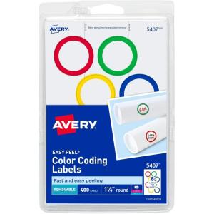 imageAvery Assorted Removable Color Coding Labels 125 Inch Round Pack of 400 5407