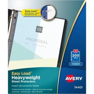 imageAvery Clear Heavyweight Sheet Protectors NonGlare Easy Load 200 Document Protectors 74401200 pack