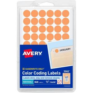 imageAvery ColorCoding Removable Labels 12 Inch Round Stickers Neon Orange NonPrintable 840 Dot Stickers Total 5062