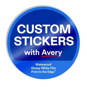 imageAvery Custom Stickers 25 Inch Round ampamp Personalized Stickers Design Your Own Matte White Paper with Satin Finish Custom Decals Great for Branding Gifts and MoreGlossy White Film