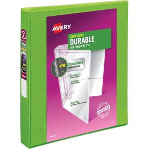 imageAvery Durable View 3 Ring Binder 1quot Slant Rings 250Sheet Capacity 14 Inch Wide Spine Great for Home School Supplies Office or Organization Needs 1 Green Binder 17832Green