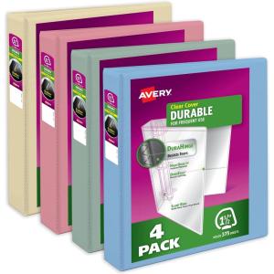 imageAvery Durable View 3 Ring Binders 15 Inch Slant Rings 375Sheet Capacity Assorted Pastel Colors 4Pack 05634  for School Office Teachers Classrooms ampamp Home OrganizationAssorted Pastels