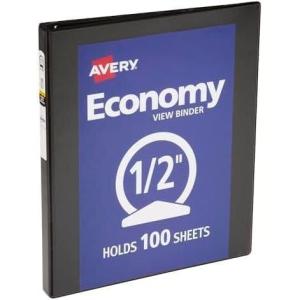 imageAvery Economy View 3 Ring Binder 05quot Round Rings 100Sheet Capacity 07 Inch Wide Spine Great for Home School Supplies Office or Organization Needs 1 Black Binder 057511 Count Pack of 12