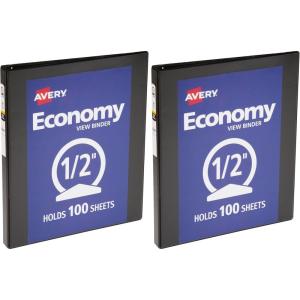 imageAvery Economy View 3 Ring Binder 05quot Round Rings 100Sheet Capacity 07 Inch Wide Spine Great for Home School Supplies Office or Organization Needs 1 Black Binder 057511 Count Pack of 2