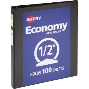 imageAvery Economy View 3 Ring Binder 1 Inch Round Rings 12 Black Binders 0571005