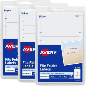 imageAvery File Folder Labels on 4quot x 6quot Sheets Easy Peel White Print ampamp Handwrite 23quot x 3716quot 252 Labels 52023 pack