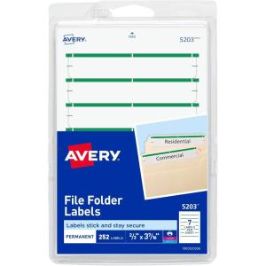 imageAvery File Folder Labels on 4quot x 6quot Sheets Easy Peel WhiteGreen Print or Write 23quot x 3716quot 252 Labels 520358 x 3 12