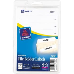 imageAvery File Folder Labels on 4quot x 6quot Sheets Removable Adhesive White 23quot x 3716quot 252 Labels 523023 in X 3716 in