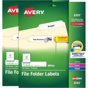 imageAvery File Folder Labels with TrueBlock Technology Permanent Adhesive 23quot x 3716quot LaserInkjet 2Pack 300 Labels Total 28593File Folder Labels