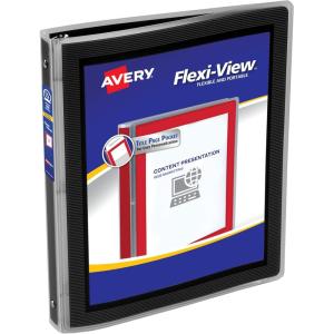 imageAvery FlexiView 3 Ring Binder 1 Inch Round Rings 1 Blue Binder 17607Black