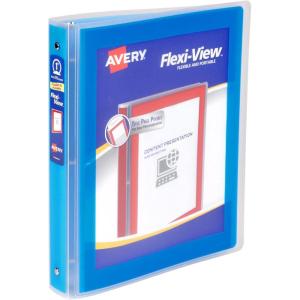 imageAvery FlexiView 3 Ring Binder 1 Inch Round Rings 1 Blue Binder 17607Blue