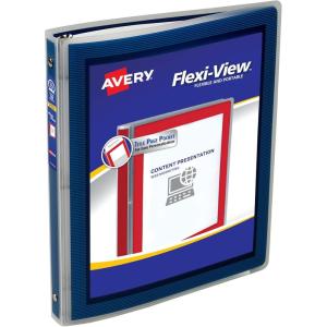 imageAvery FlexiView 3 Ring Binder 1 Inch Round Rings 1 Blue Binder 17607Navy Blue