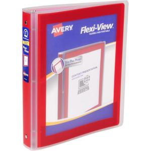 imageAvery FlexiView 3 Ring Binder 1 Inch Round Rings 1 Blue Binder 17607Red