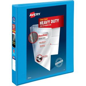 imageAvery HeavyDuty View 3 Ring Binder 1quot One Touch Slant Rings Holds 85quot x 11quot Paper 1 Light Blue Binder 05301Light Blue