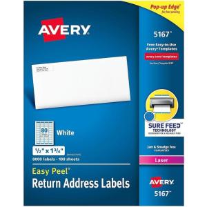 imageAvery Mailing Address Labels Laser Printers 9200 Labels 12 x 134 Permanent Adhesive 5167