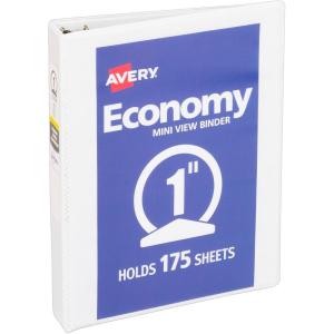 imageAvery Mini Economy View 3 Ring Binders 1quot Round Rings Holds 55quot x 85quot Paper White 4 Pack 177021 inch