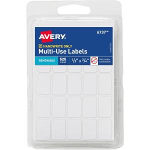 imageAvery MultiUse Removable Labels 12quot x 34quot White NonPrintable 525 Blank Labels Total 6737Labels