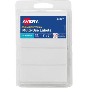 imageAvery MultiUse Removable Labels 1quot x 3quot White NonPrintable 72 Blank Labels Total 6728Labels
