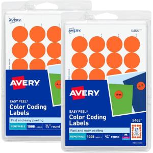 imageAvery Printable Color Coding Round Labels 34 Inch Diameter Orange 1008 per Pack 2 Packs 2016 Customizable Labels Total 07872