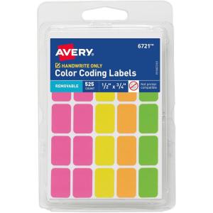 imageAvery Rectangular Color Coding Labels Assorted Removable Pack of 525 067211Pack