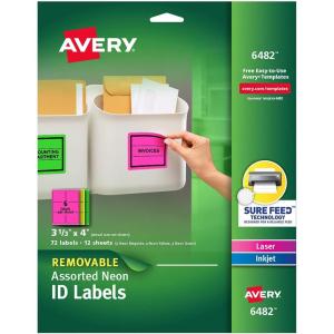 imageAvery Removable Multipurpose Labels Assorted Neon 3 13 x 43 13 x 4