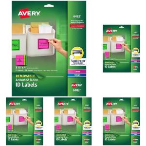 imageAvery Removable Multipurpose Labels Assorted Neon 3 13 x 43 13 x 4 Pack of 5