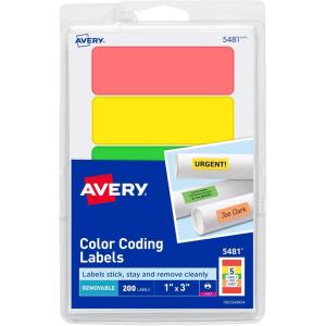 imageAvery Removable Print or Write Color Coding Labels 1 x 3 Inches 200 Labels 5481
