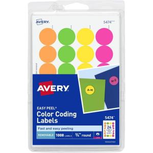 imageAvery Removable Print or Write Dot Stickers 34 Inch Assorted Colors Pack of 1008 Round Stickers 5474